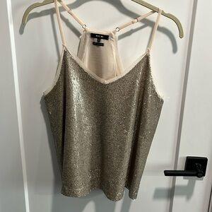 Miss Me Gold Sequin Tank EUC